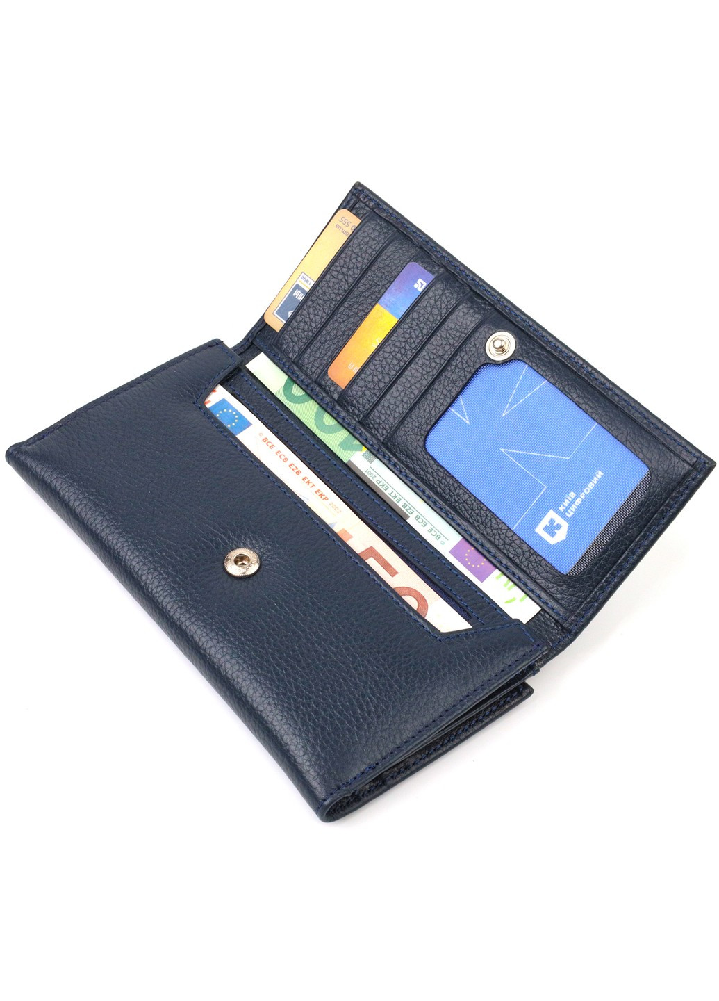 Надійний портмоне унісекс із натуральної шкіри флотар 21849 Синє Canpellini (259873990)