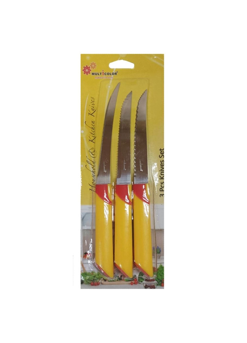 Набор из 3 ножей кухонных с разными типами пилочек (длина 23/22.3/22 см) Kitchen Master (262528430)