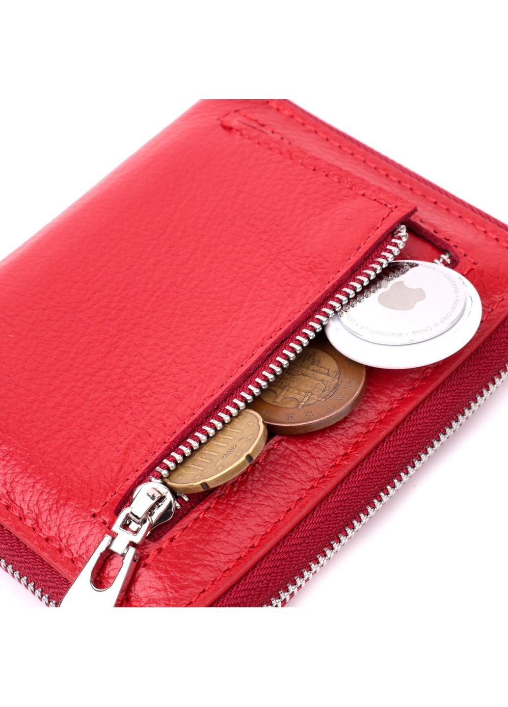 Кожаный женский кошелек на молнии с металлическим логотипом производителя 19484 Красный st leather (277980494)