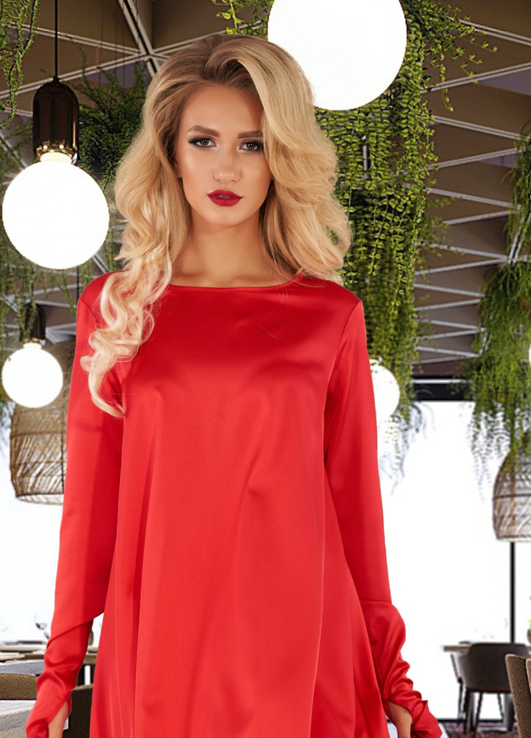 Красное сукнi норма вільна шовкова сукня (ут000058452) Lemanta