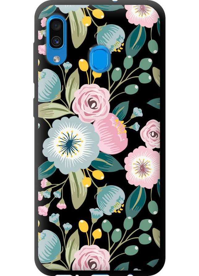 TPU черный чехол 'Цветочные обои v2' для Endorphone Samsung Galaxy A30 2019 A305F (258090506)