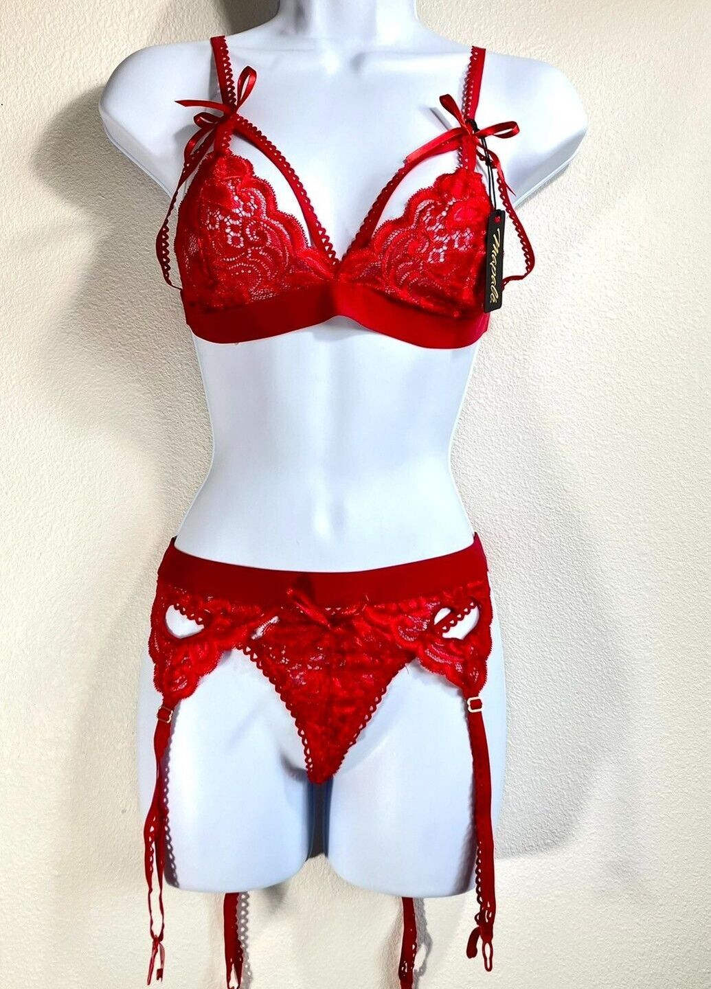 Красный соблазнительный комплект женского нижнего белья из кружева No Brand