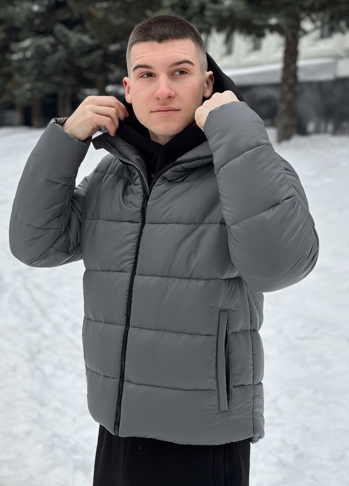 Темно-серая зимняя куртка bubble gum темно-серый Pobedov