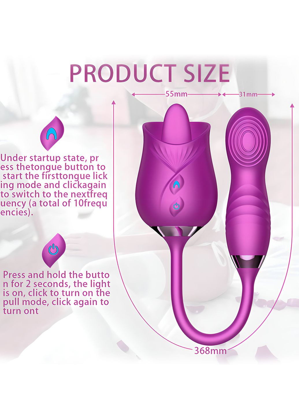 Вибратор Роза — вдохновляющая игрушка для взрослых для женщин и пар — массажер, стимулятор клитора и точки - G No Brand (265331297)