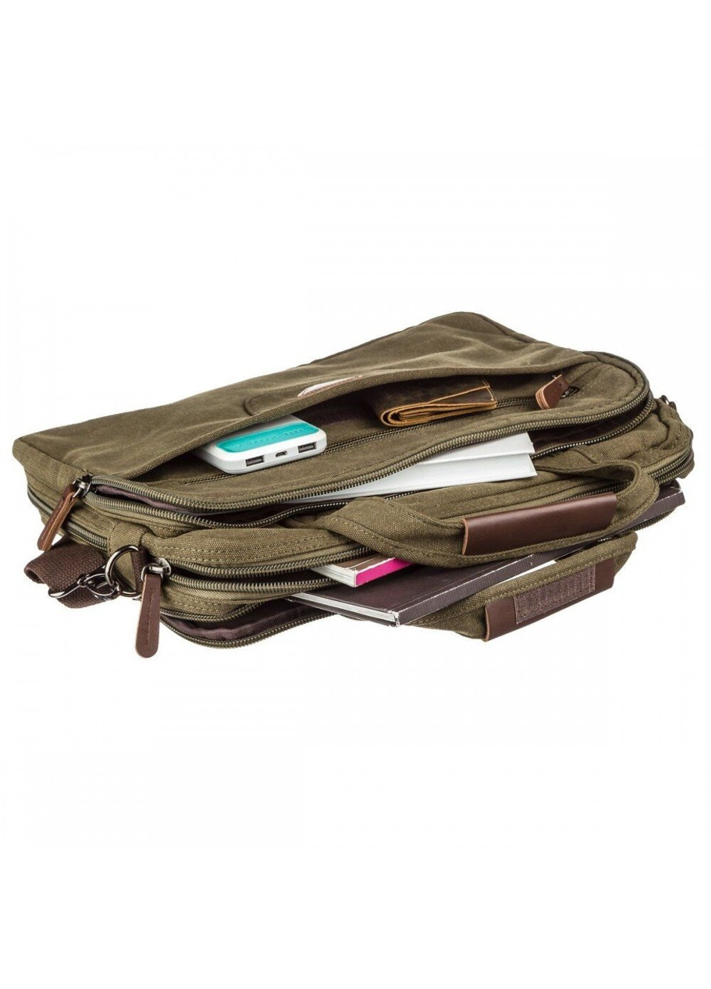 Мужская текстильная сумка цвета милитари для ноутбука 20180 Vintage (263360605)