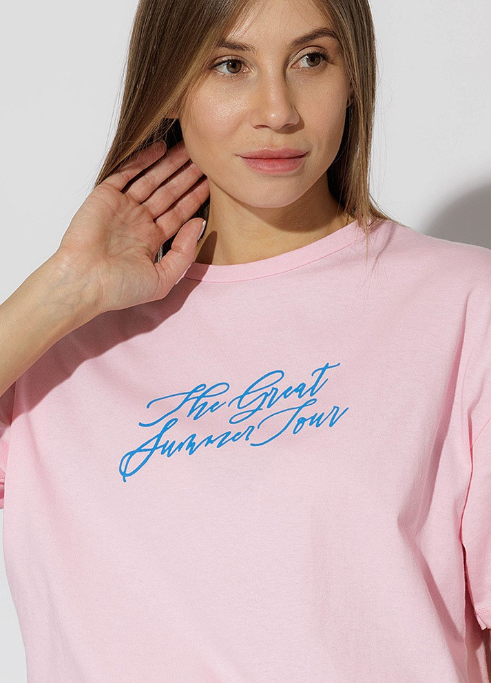 Розовая летняя женская футболка регуляр цвет розовый цб-00219223 Aden