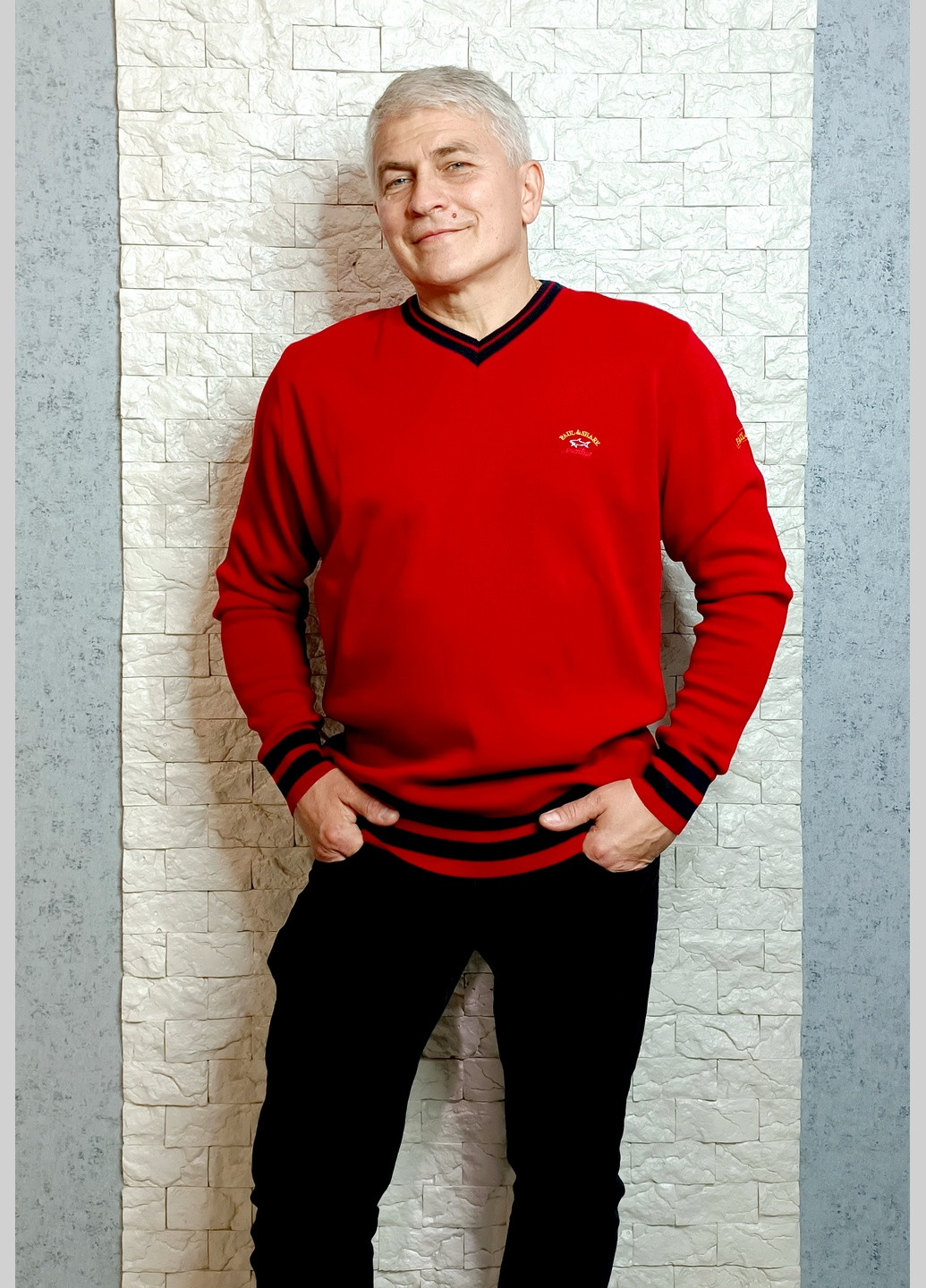 Красный зимний свитер пуловер No Brand