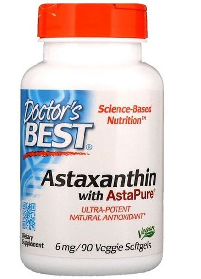 Astaxanthin with AstaPure 6 mg 90 Veg Softgels DRB-00367 Doctor's Best (256722664)