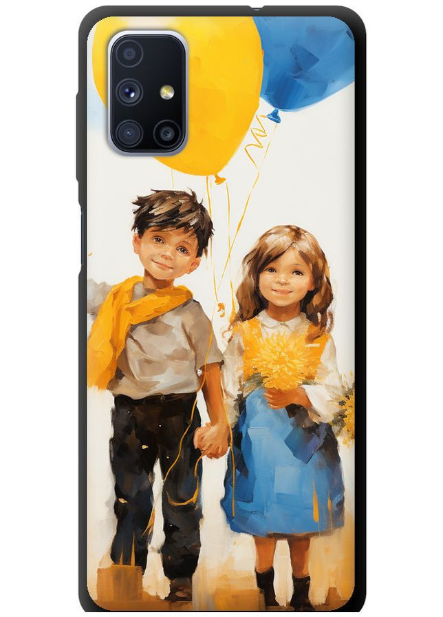 TPU черный чехол 'Дети с шариками' для Endorphone Samsung Galaxy M51 M515F (267239285)