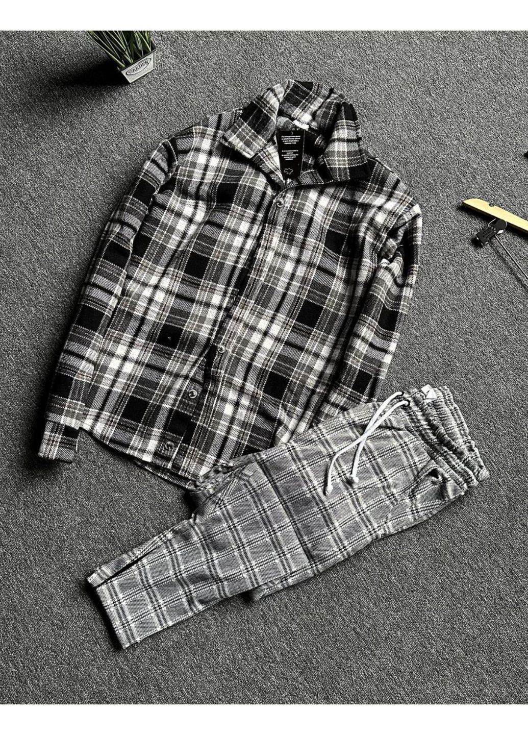 Черно-белый демисезонный комплект из рубашки и штанов No Brand