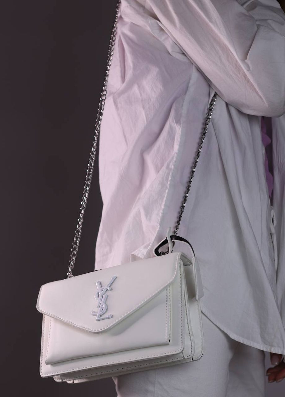 Сумка класична з лого Yves Saint Laurent white Vakko (260600520)