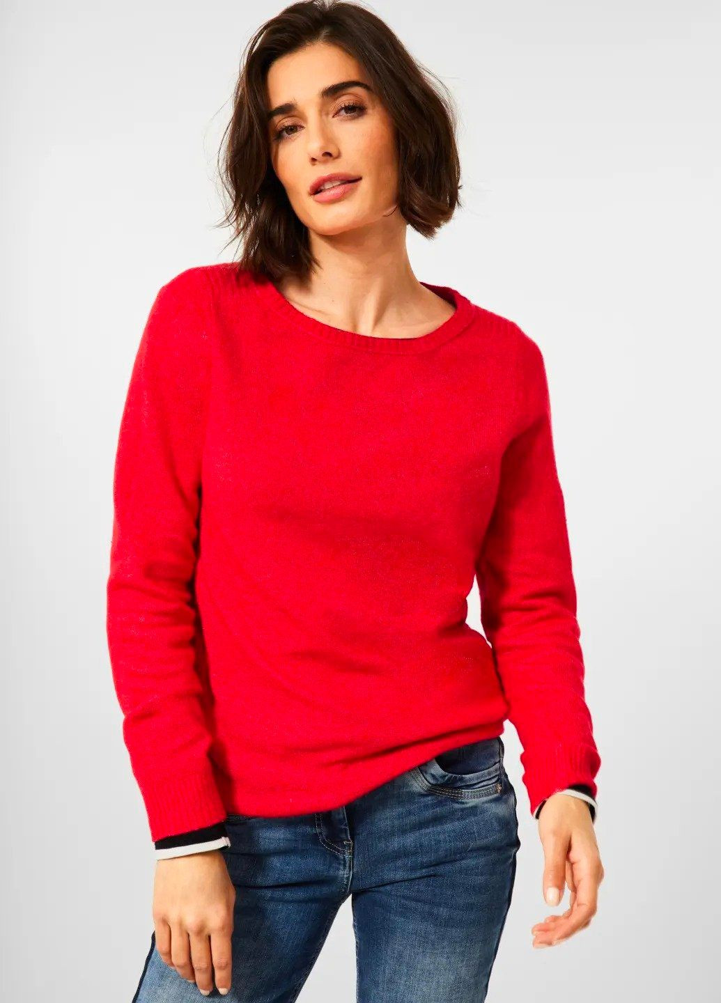 Пуловер женский демисезонный однотонный Красный Cecil (268467464)