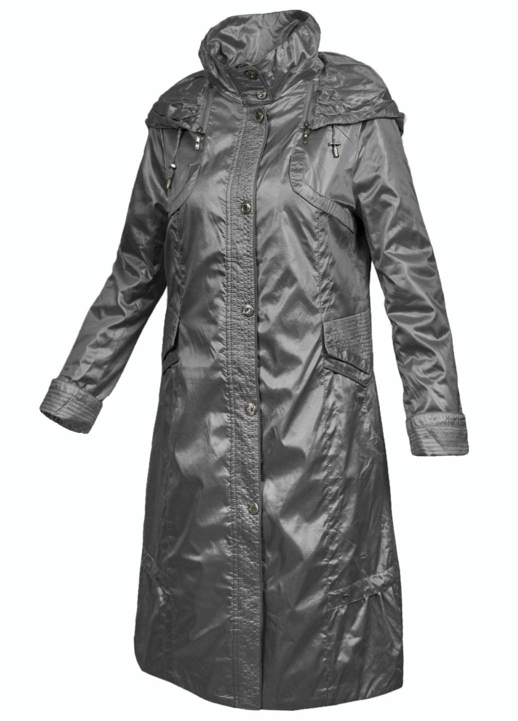 Серая демисезонная куртка длинная плащ-пальто демисезонное утепленное Mirage