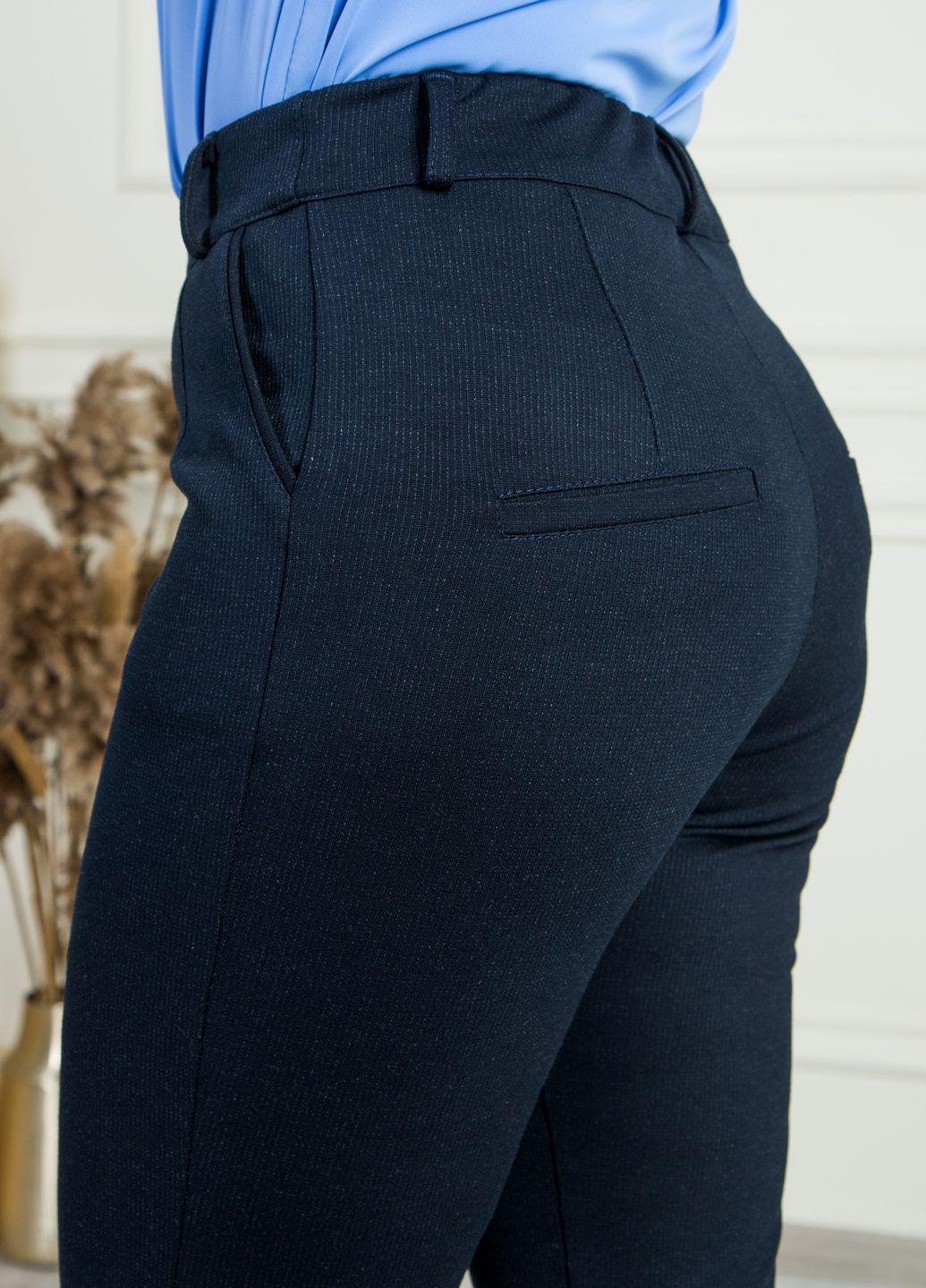 Синие классические демисезонные укороченные брюки No Brand