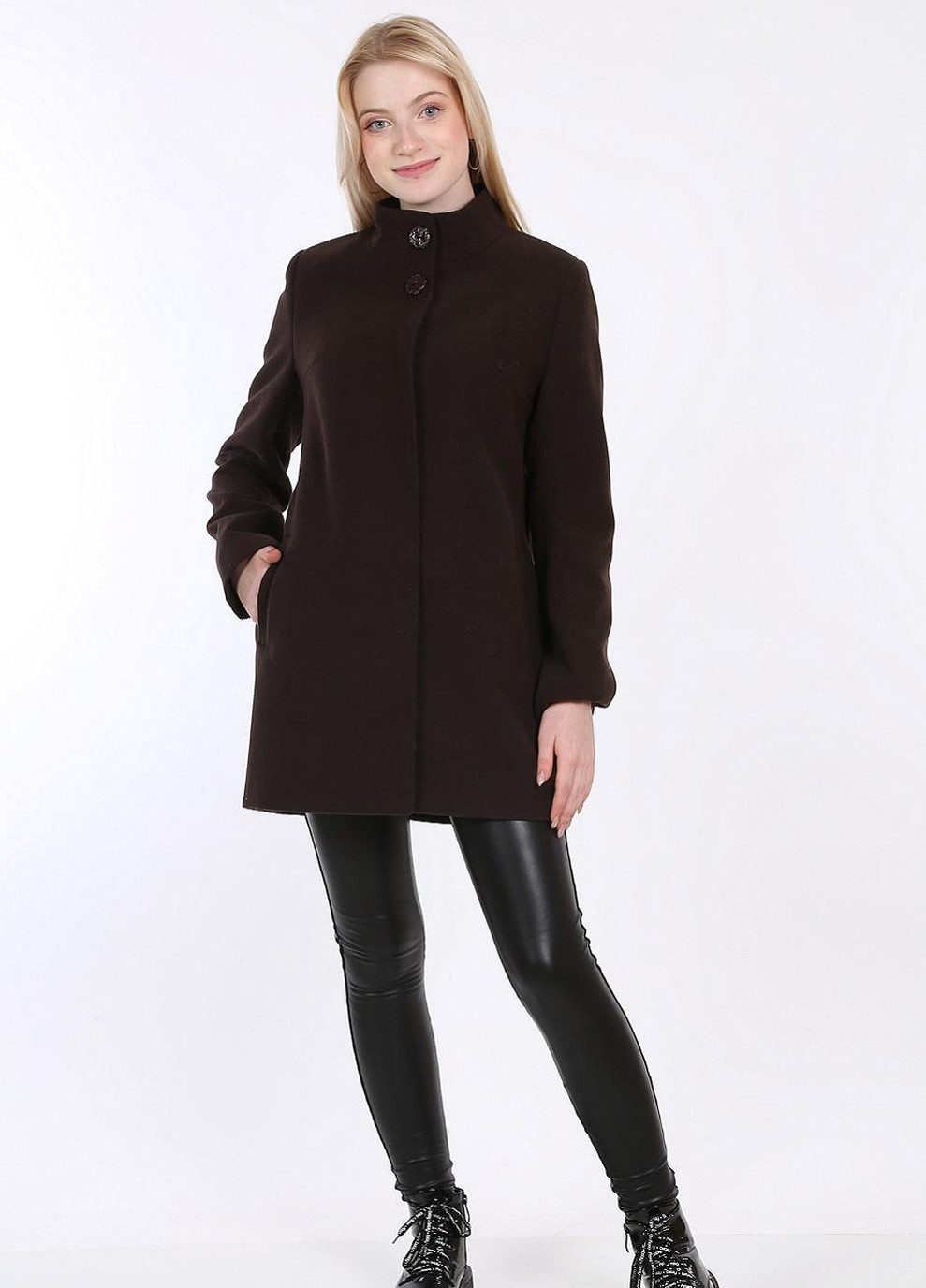 Коричневое демисезонное Пальто женское 419 кашемир коричневое Актуаль