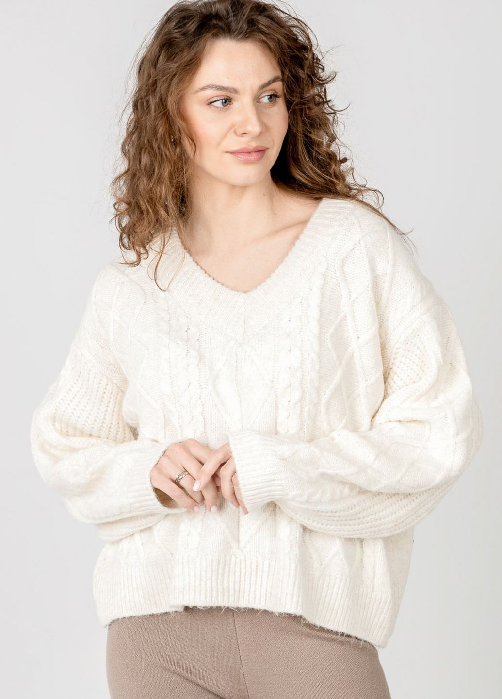 Женский пуловер цвет молочный ЦБ-00237054 Karon (277605524)