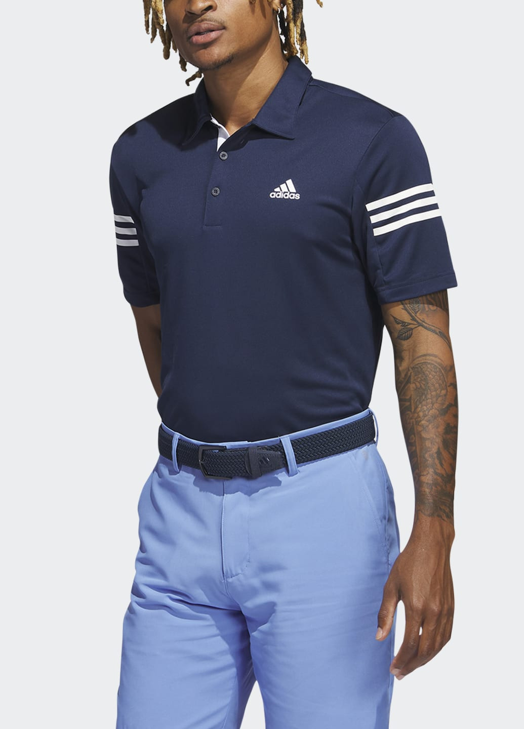 Синяя футболка-поло 3-stripes adidas
