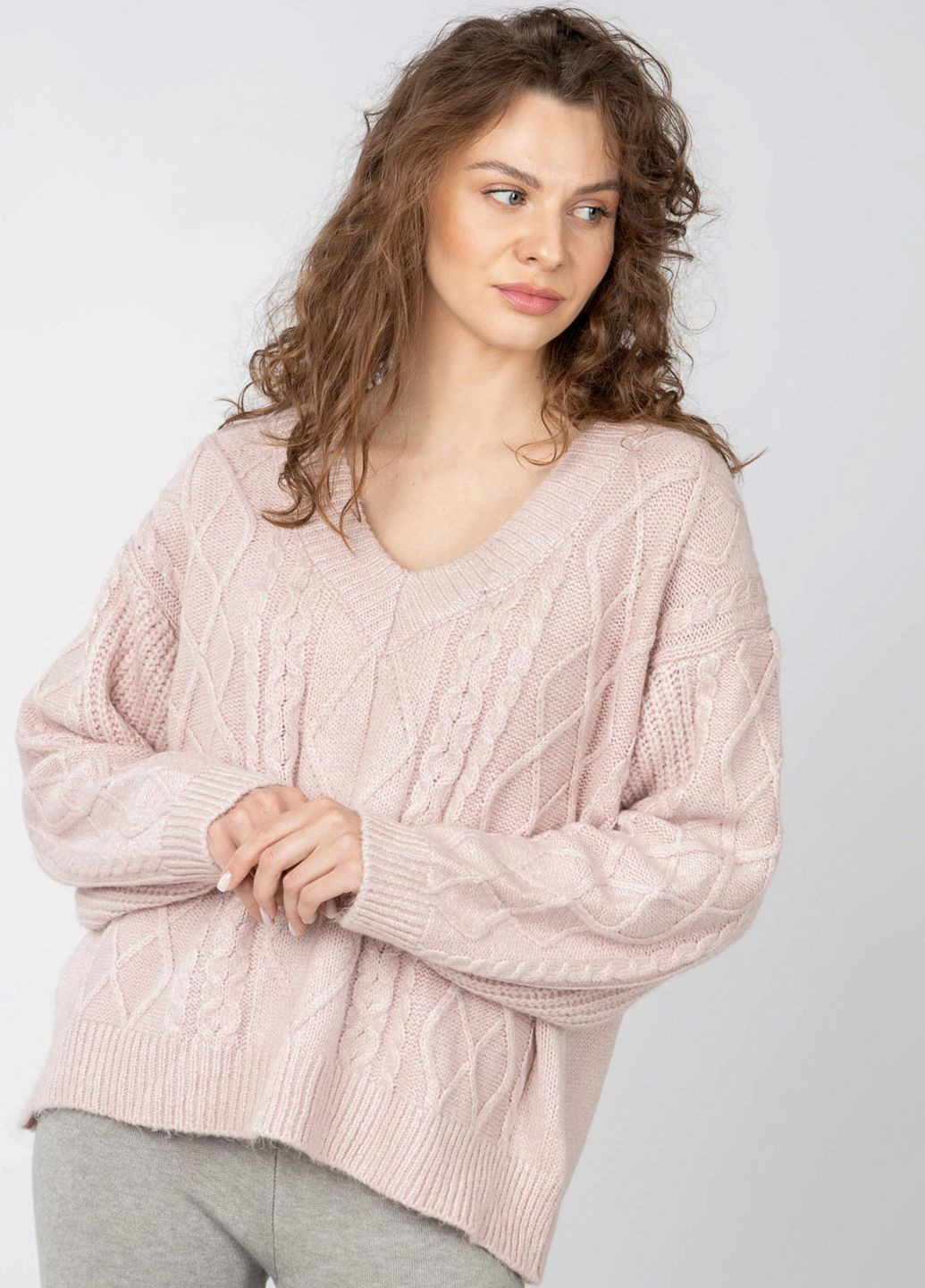 Женский пуловер цвет пудровый ЦБ-00237055 Karon (277605523)