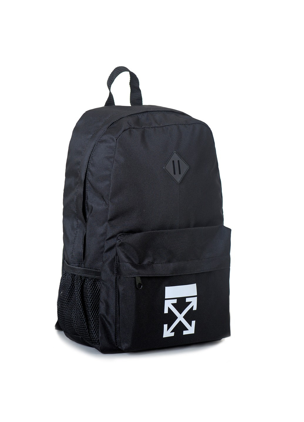 Стильний сучасний місткий повсякденний чорний рюкзак водонепроникний з білим малюнком логотипу No Brand (258591387)