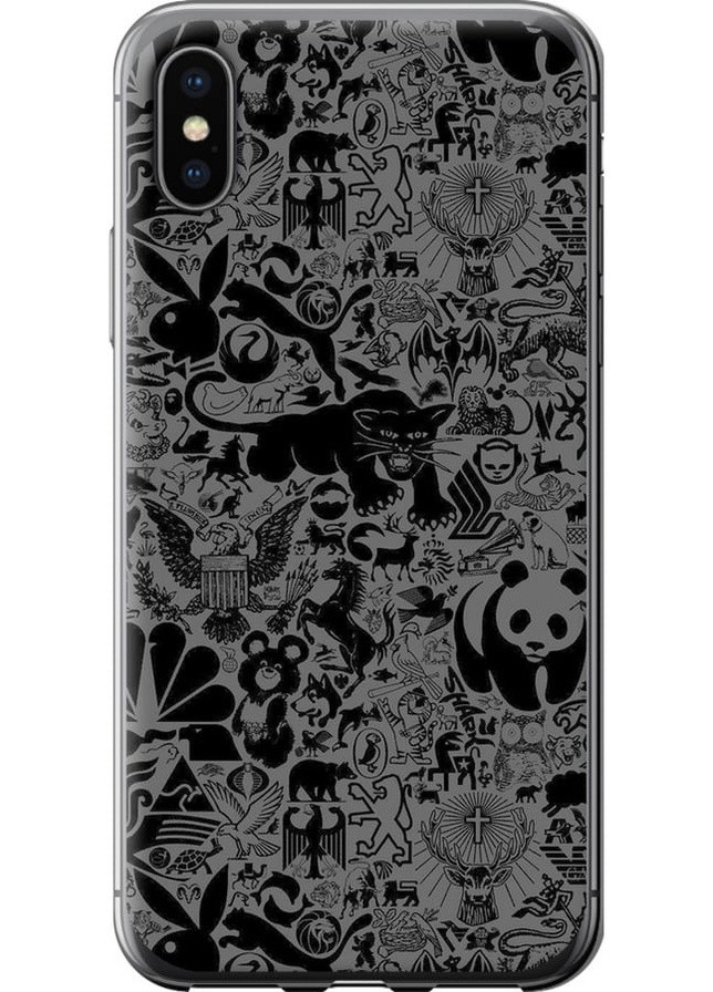 2D пластиковый чехол 'Чёрно-серый стикер бомбинг' для Endorphone Apple iPhone XS (259323252)