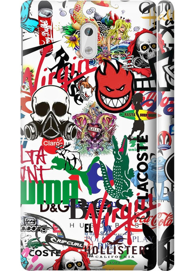 3D пластиковый матовый чехол 'Many different logos' для Endorphone Nokia 3 (258566564)