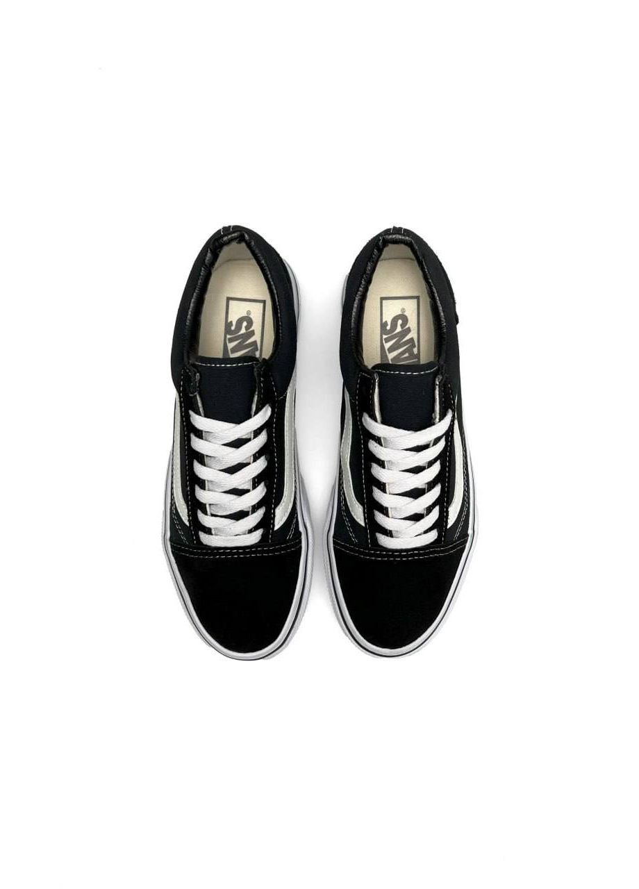 Черные демисезонные кроссовки женские, китай Vans Old Skool Black White Premium