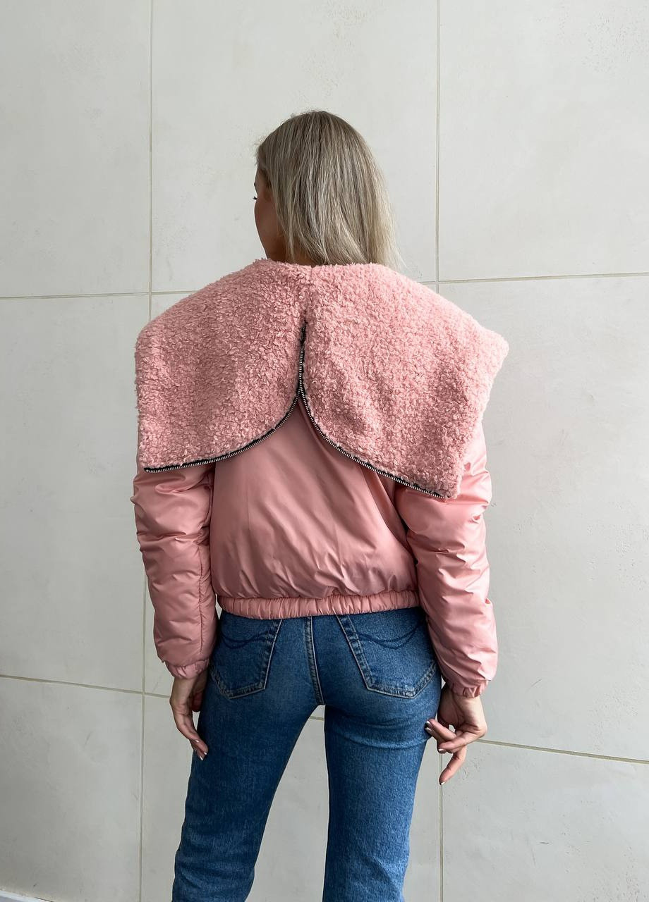 Рожева жіноча укорочена курточка персикового кольору р.42/44 396845 New Trend