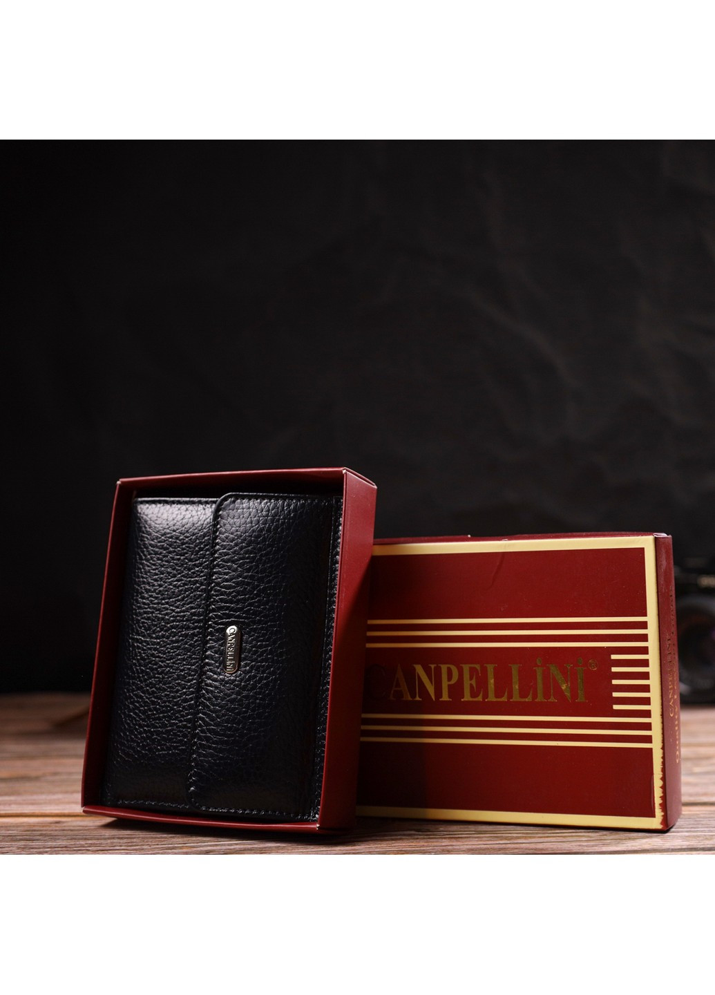 Гаманець для жінок середнього розміру з натуральної шкіри 21817 Чорний Canpellini (259815845)