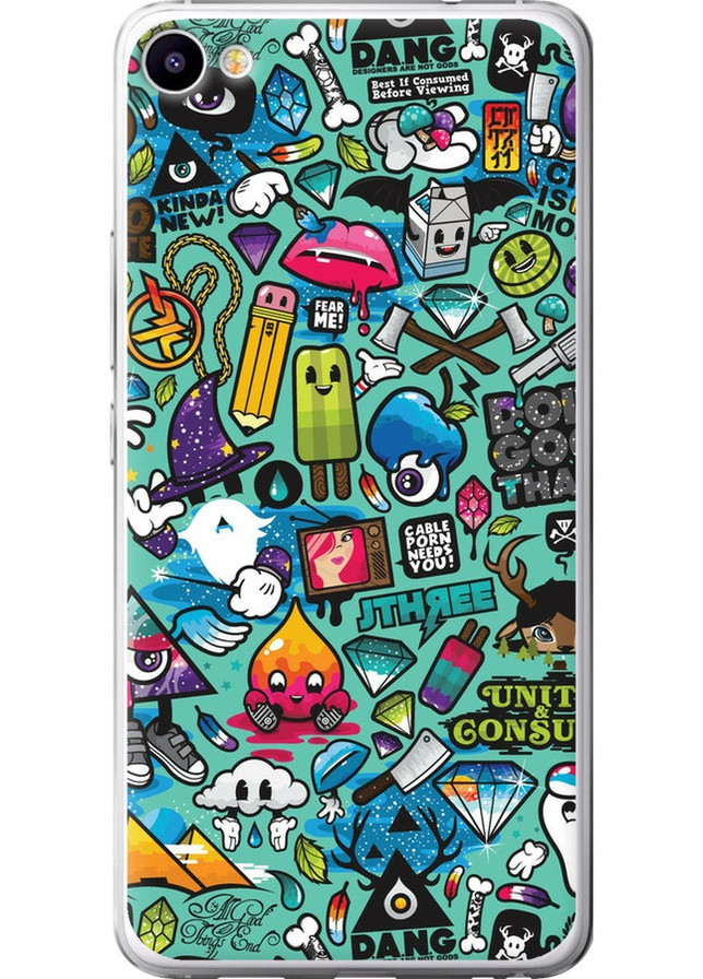 2D пластиковый чехол 'Стикер бомбинг 1' для Endorphone Meizu U20 (259403594)