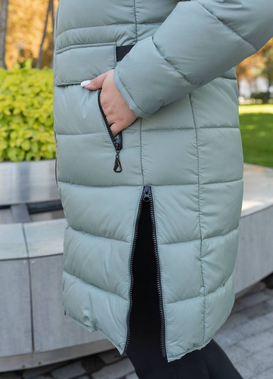 Оливкова демісезонна жіноча куртка демісезонна великого розміру SK
