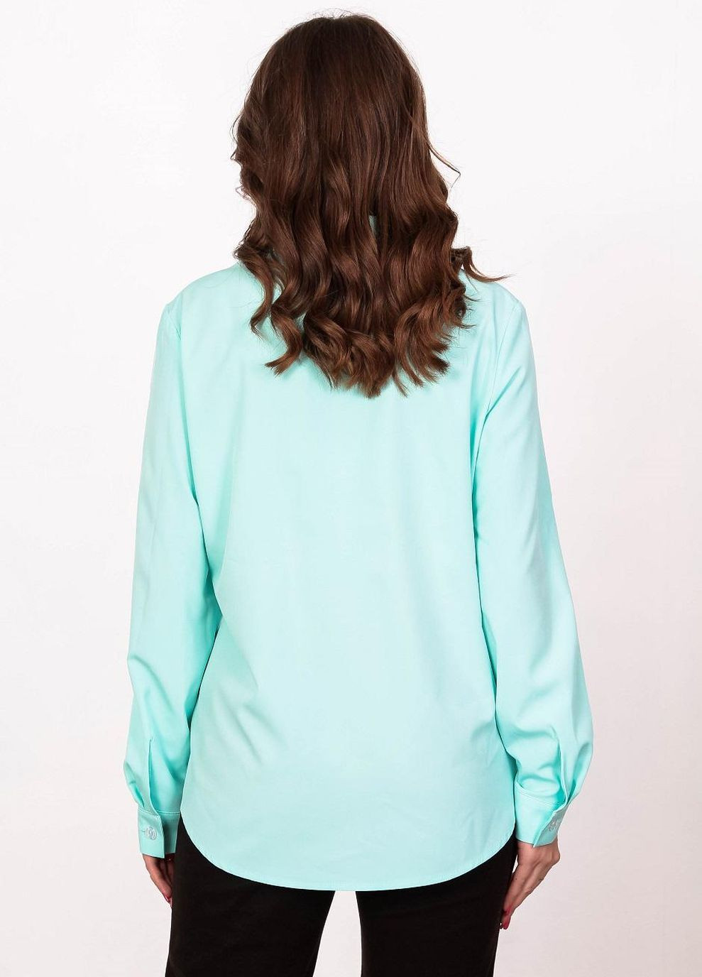 Бирюзовая демисезонная блузка - рубашка женская 051 однотонный софт бирюзовая Актуаль