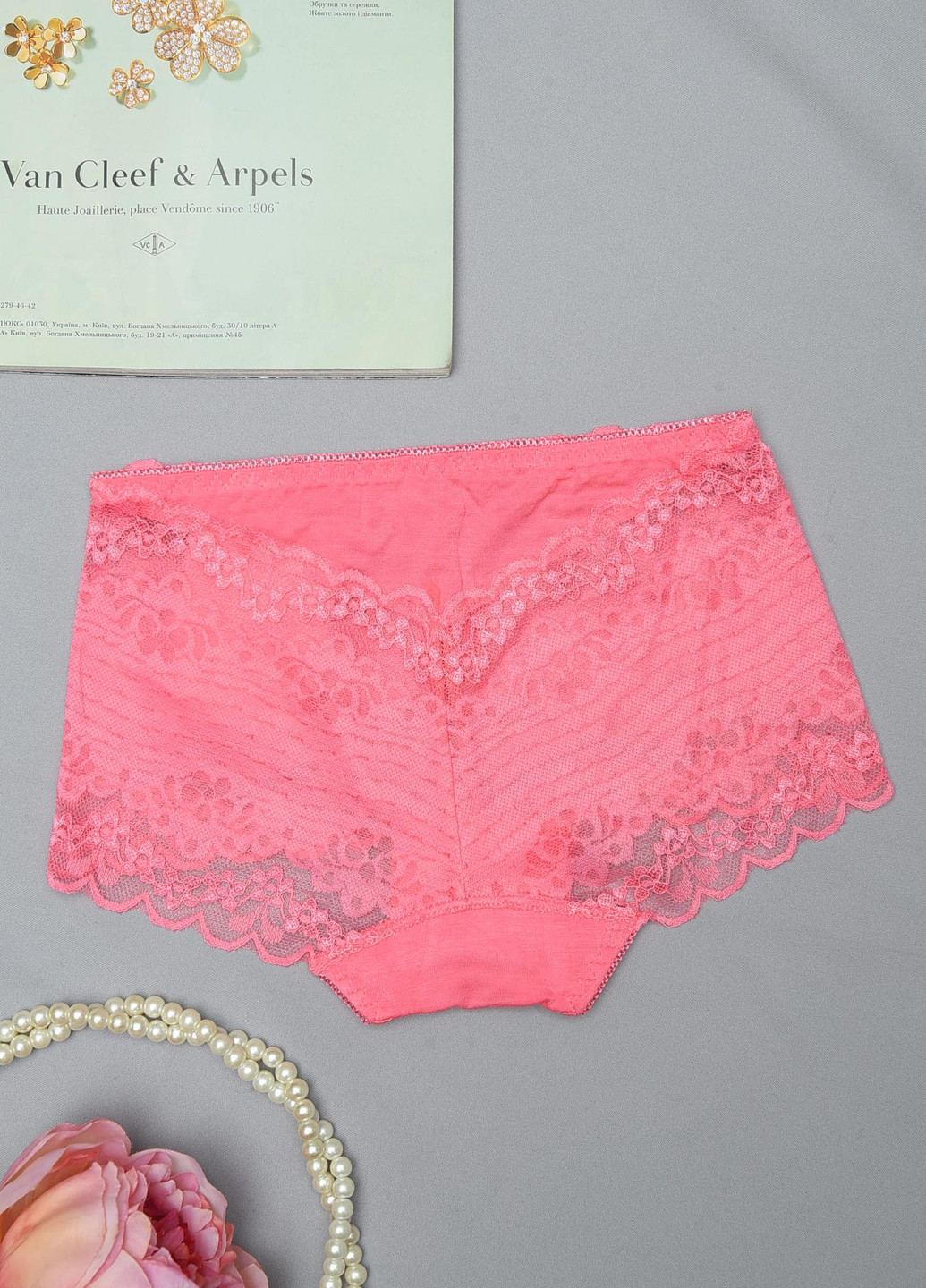 Труси жіночі гіпюрові рожевого кольору розмір 40-42 Let's Shop (257588870)