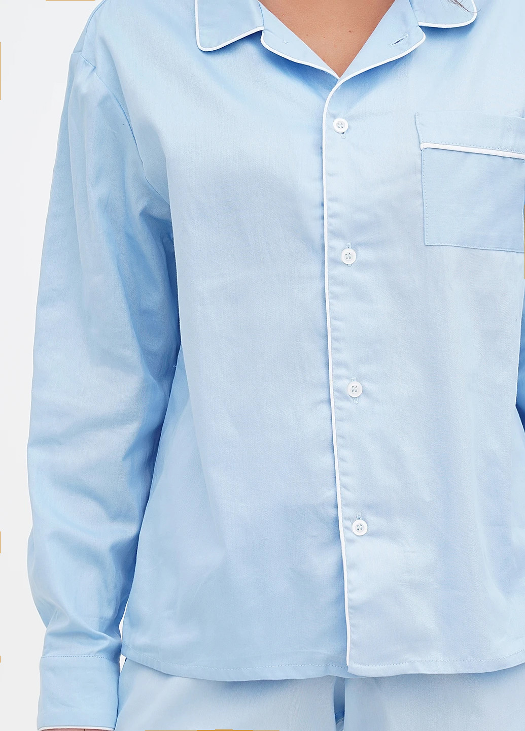 Голубой домашний рубашка однотонная MOONS с длинным рукавом