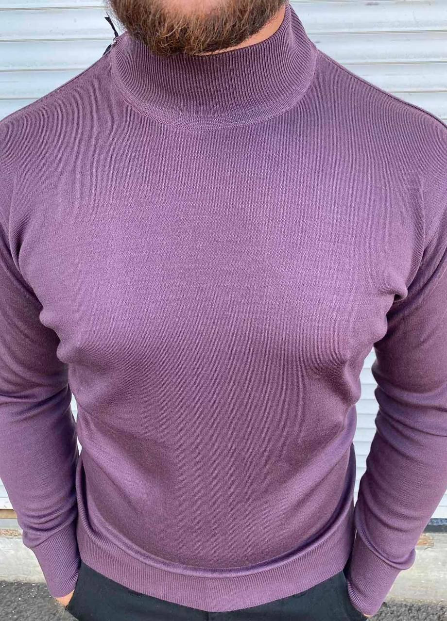 Сиреневый демисезонный мужской однотонный свитер No Brand
