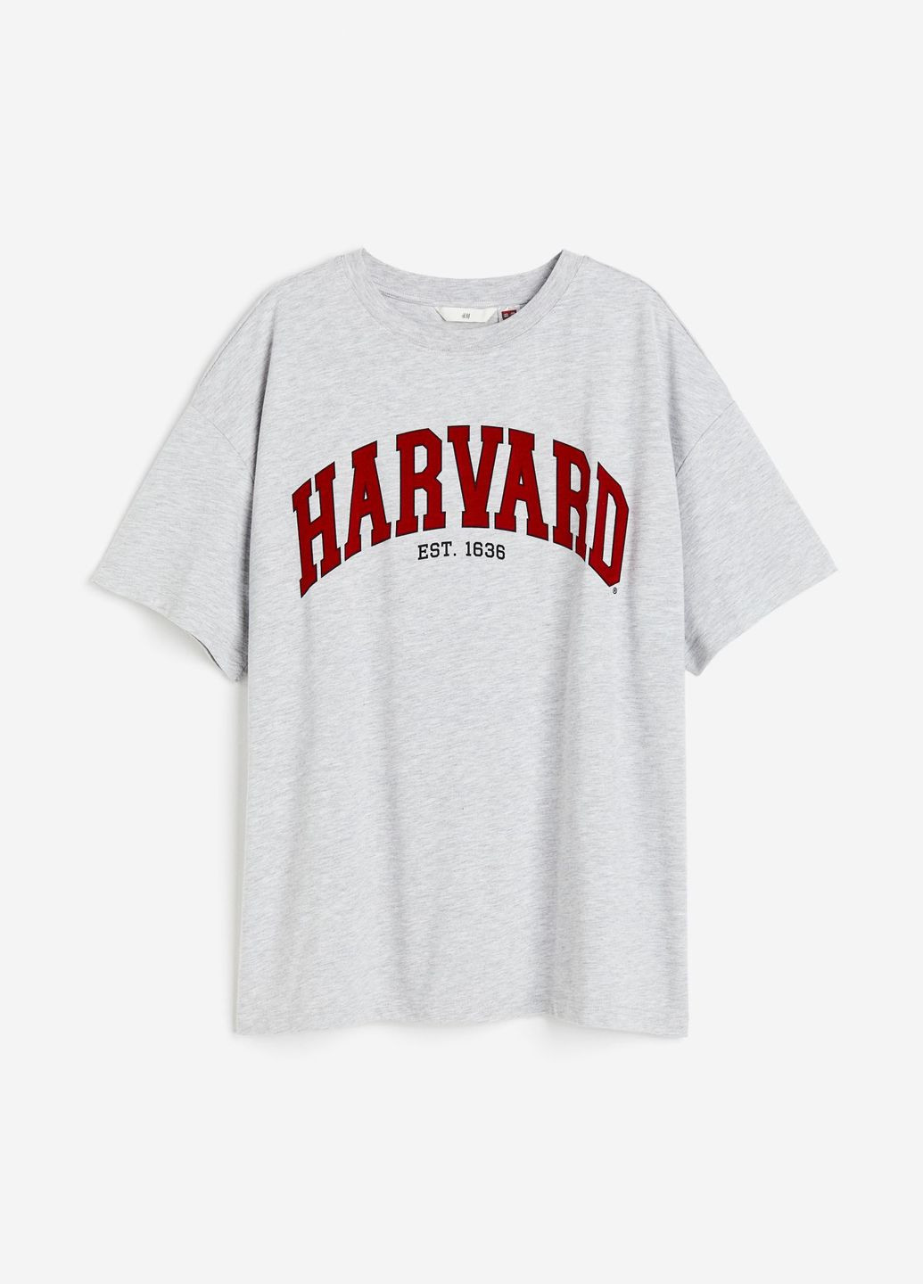 Сіра літня футболка оверсайз з принтом з коротким рукавом H&M