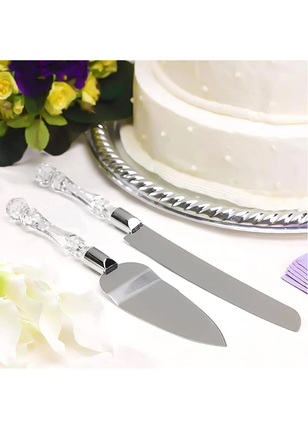 Набір ніж та лопатка для весільного торта з нержавіючої сталі 30.5 см Kitchen Master (278014714)