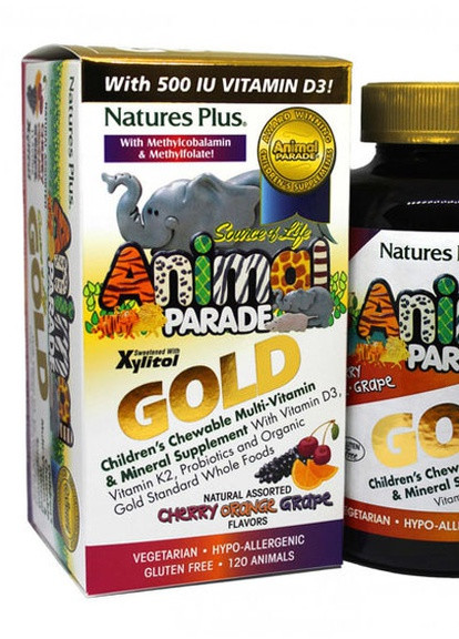 Nature's Plus Animal Parade Gold 120 Chewables Cherry, Orange, Grape flavors Natures Plus (256725540)