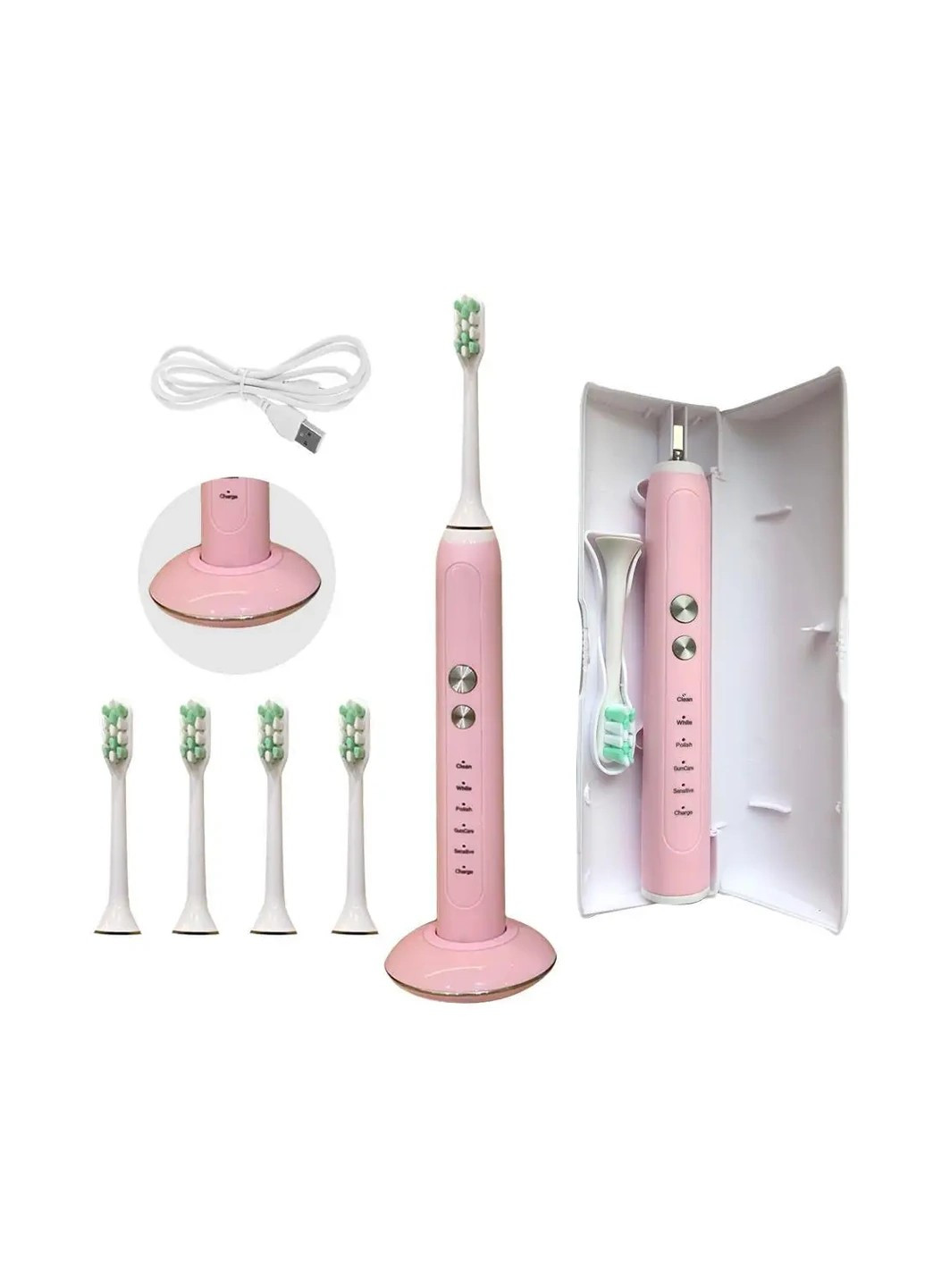 Ультразвуковая электрическая зубная щетка Sonic PRO 3D Pink No Brand (258853851)