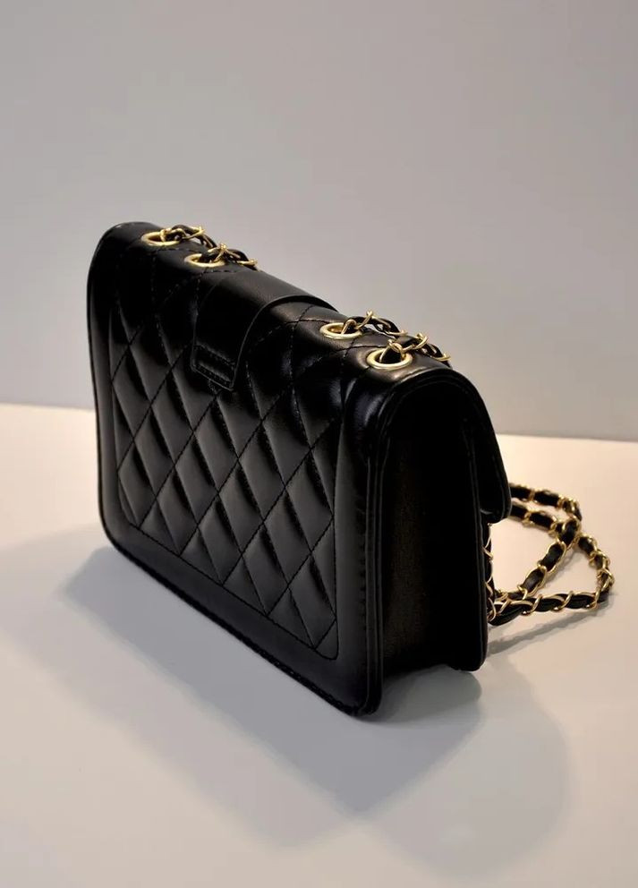Жіноча класична сумка крос-боді на цепочці чорна No Brand (273030616)