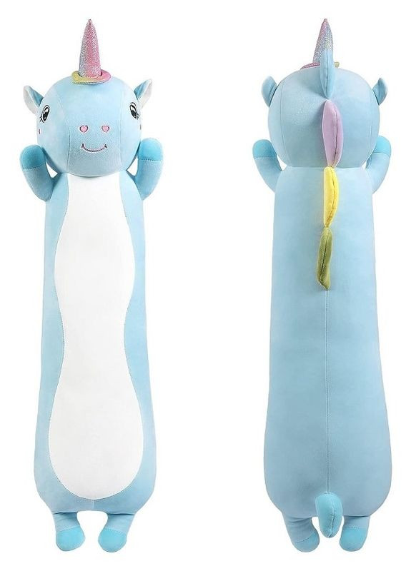 Мягкая игрушка подушка Единорог-батон плюшевая 90 см Голубой No Brand (261763695)