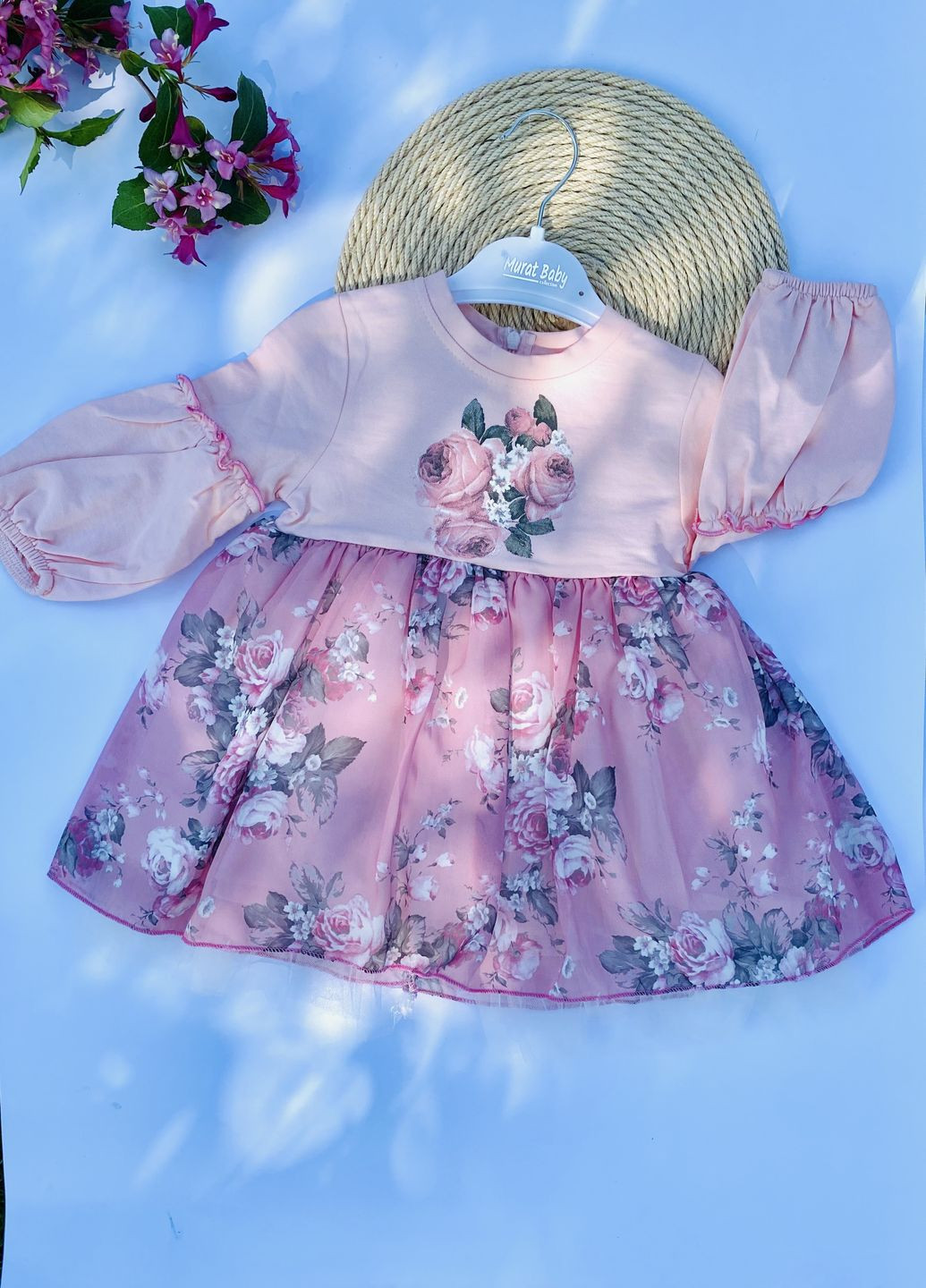 Розовое платье для девочки в цветочный принт Murat baby (275399023)