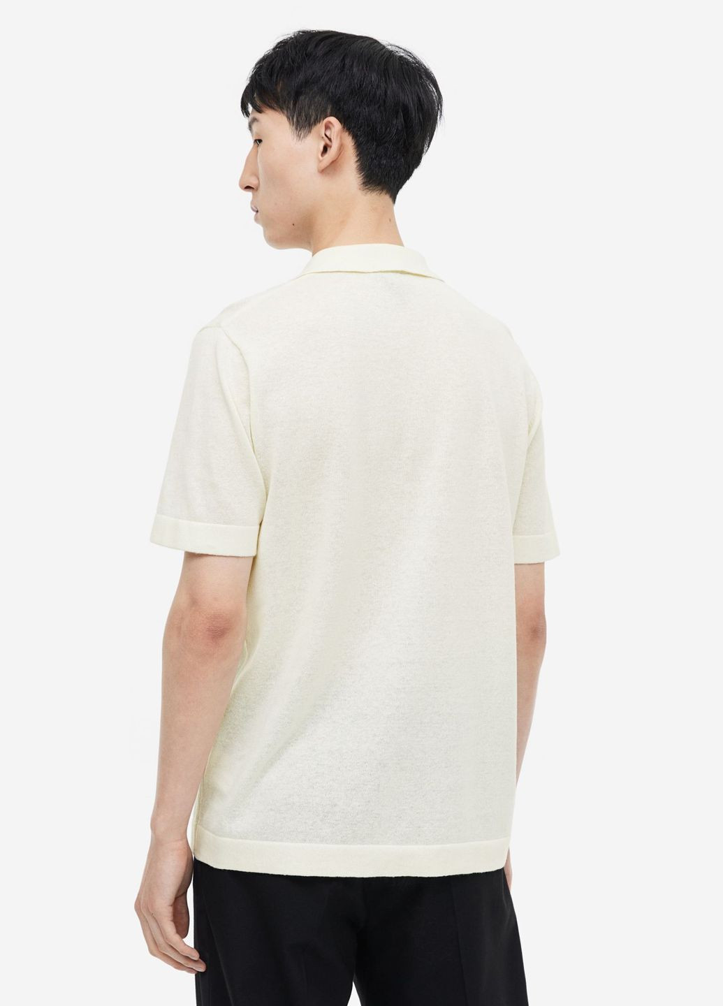 Молочная футболка-поло для мужчин H&M однотонная