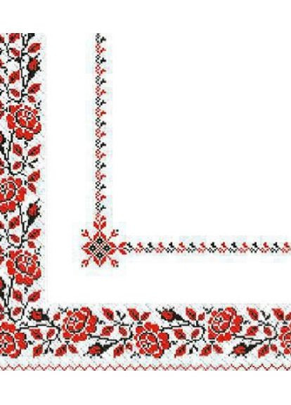 Салфетки бумажные Вышиванка цветы 3 слоя 50 шт. Красный Марго (266826230)