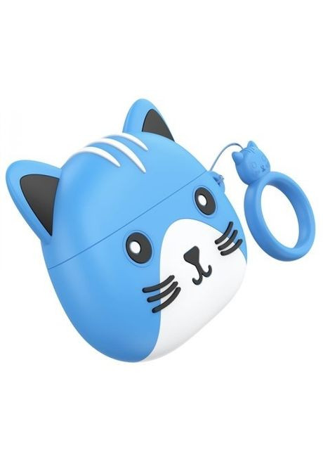 Бездротові навушники (TWS, Bluetooth 5.3, з вушками, зарядний чохол, котик) - Блакитний Hoco ew46 (276003525)