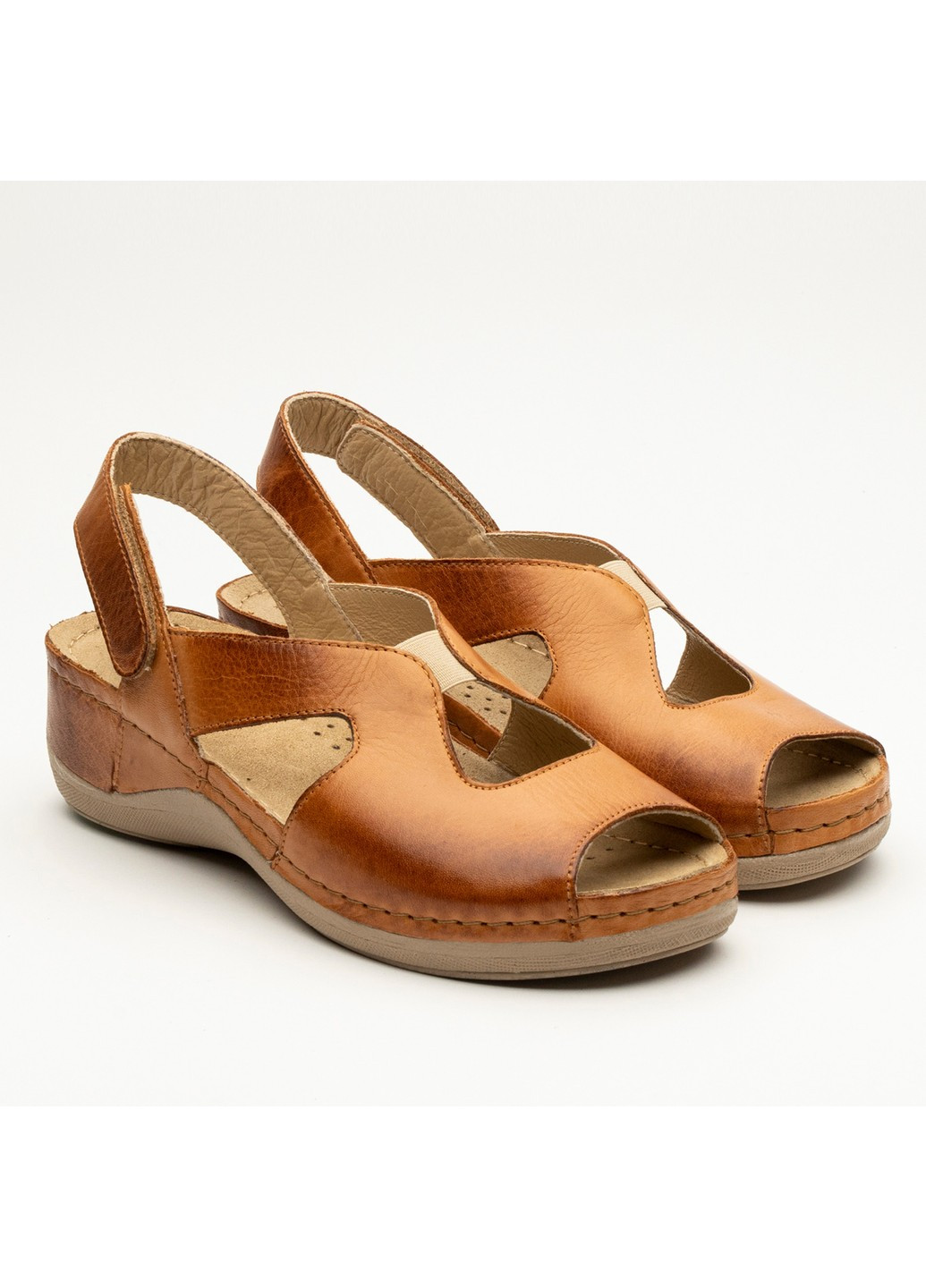 сандалии женские кожаные violet, коричневые Leon