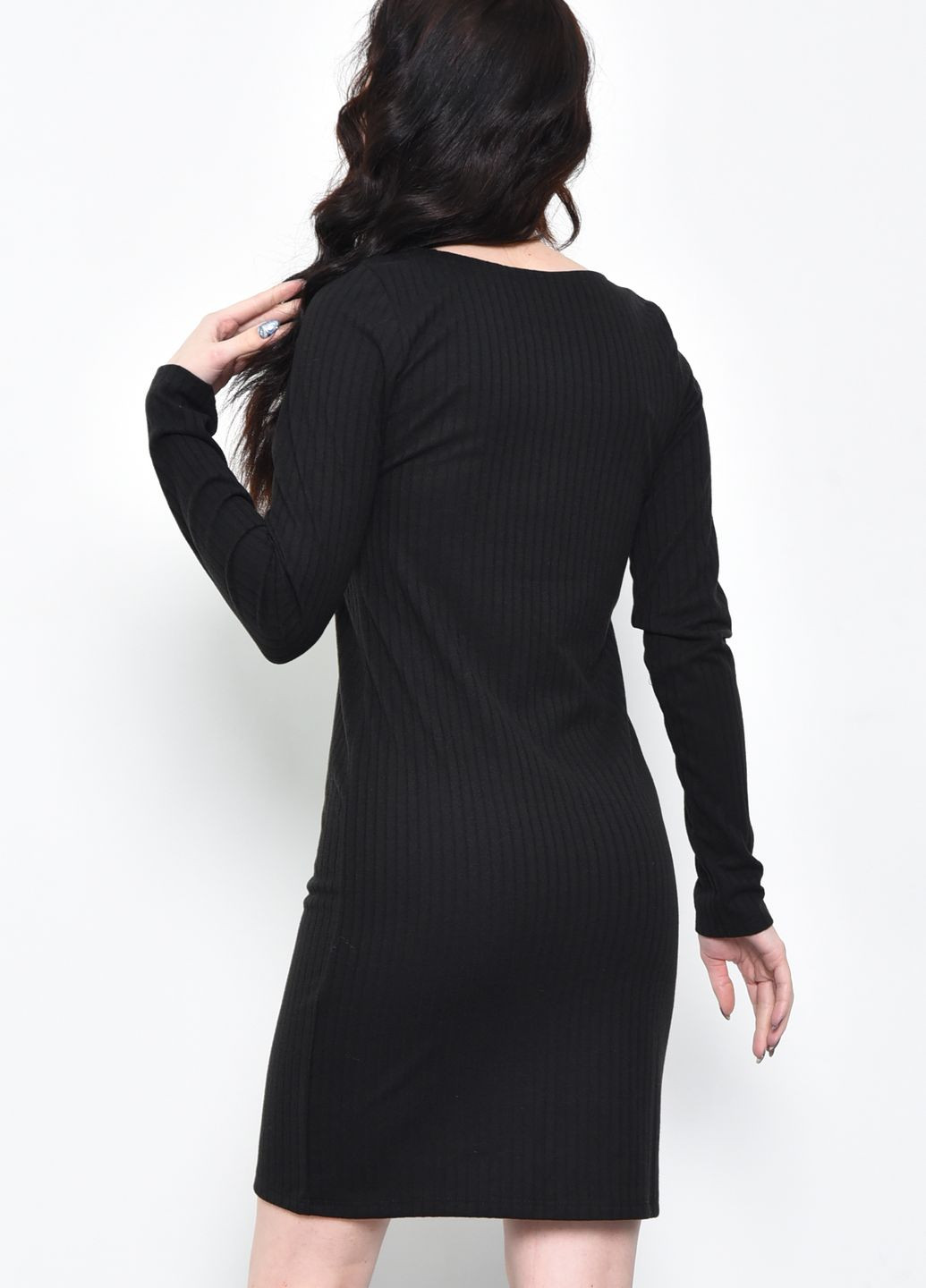 Черное коктейльное платье женское однотонное черного цвета а-силуэт Let's Shop однотонное