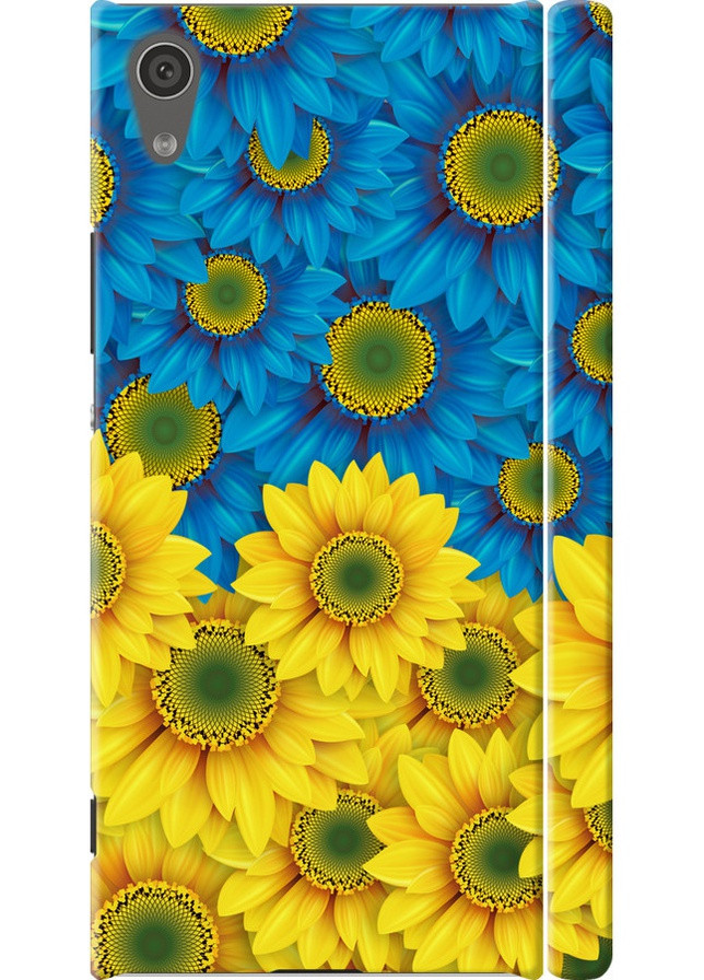 3D пластиковий матовий чохол 'Жовто-блакитні квіти ' для Endorphone Sony Xperia XA1 G3112 (257837062)