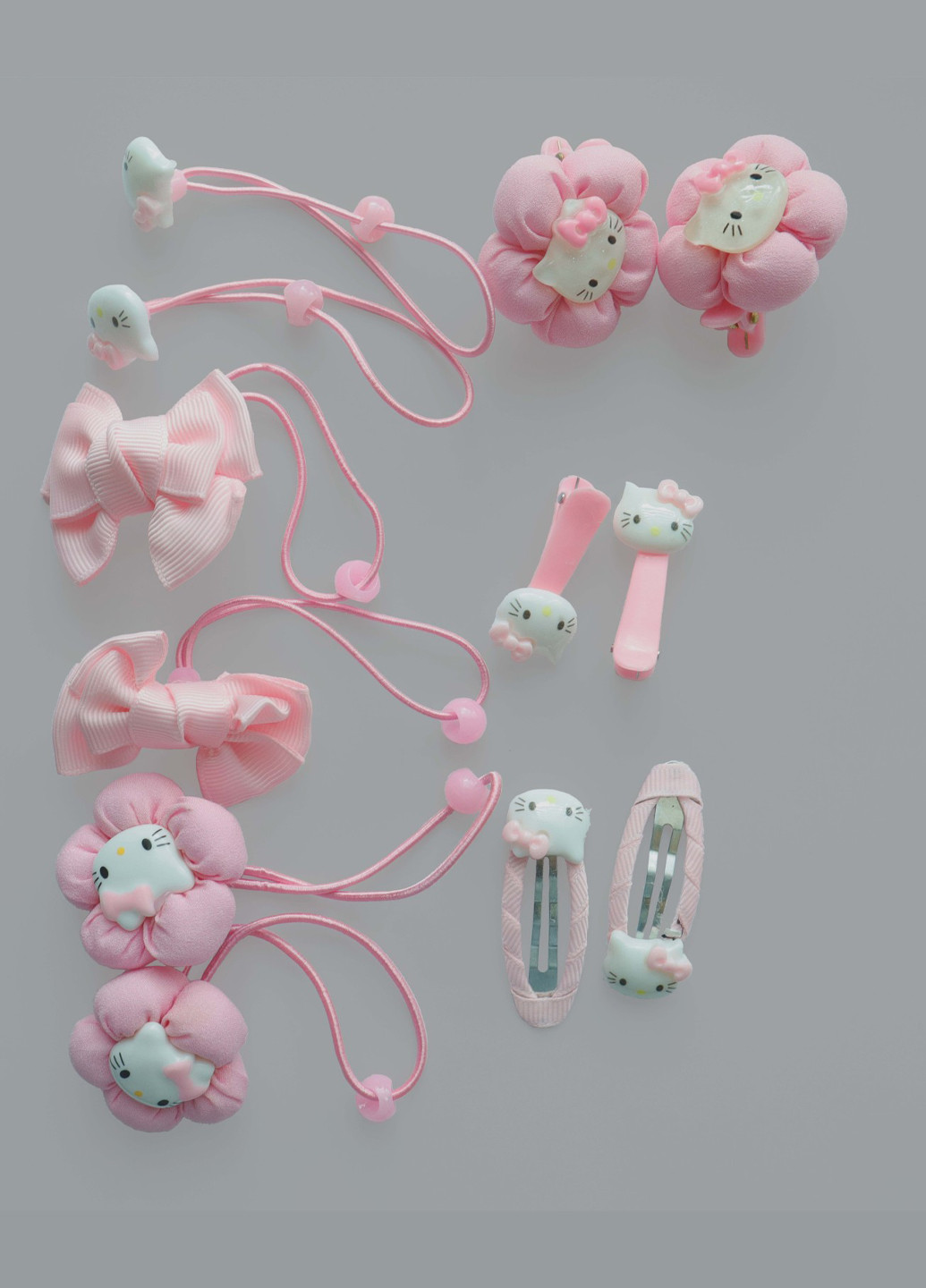 Набор резинок и заколок для волос "Котенок", розовые, 12 шт в пластиковой коробочке Анна Ясеницька (260012101)