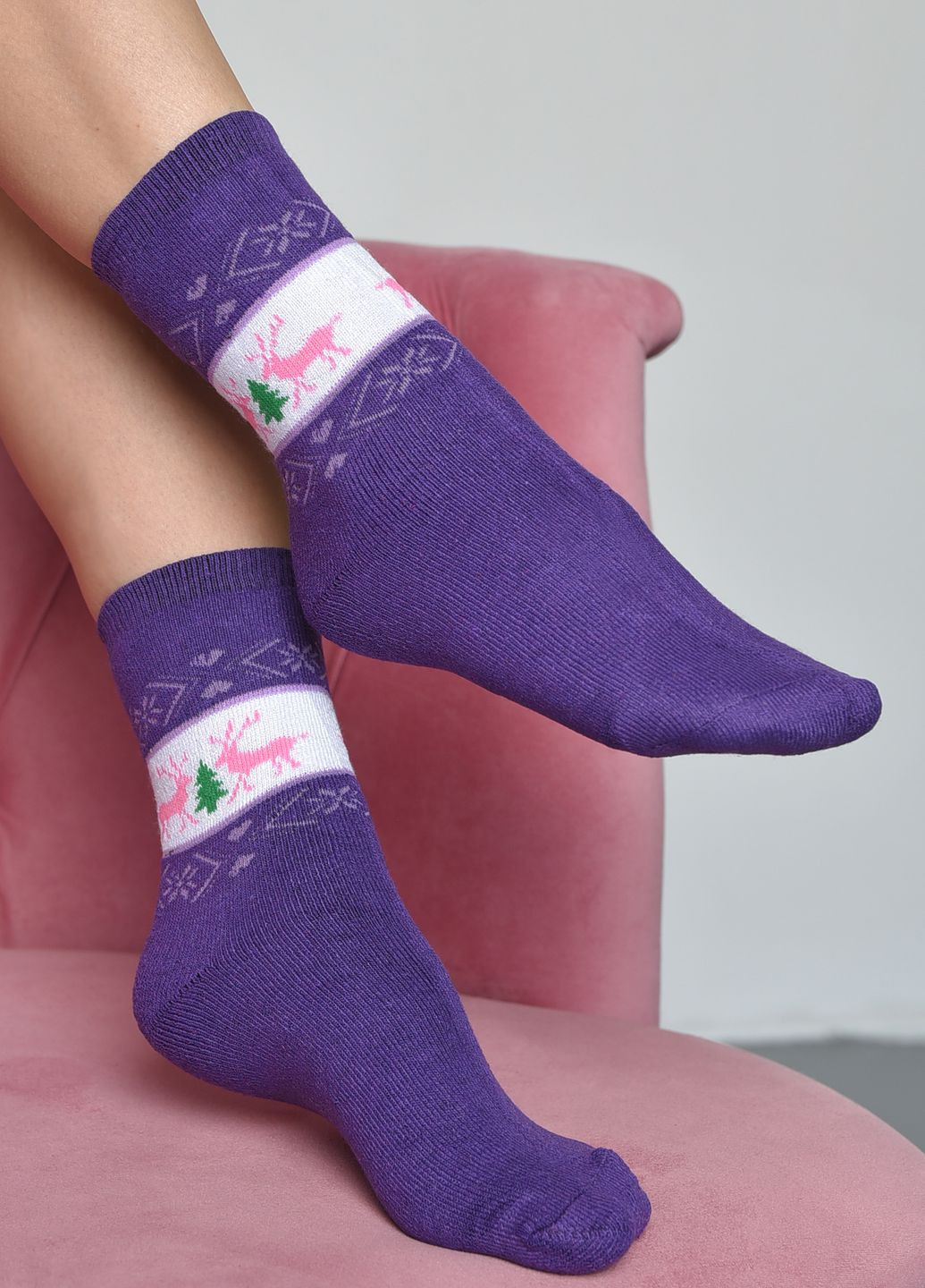 Носки махровые женские фиолетового цвета размер 37-42 Let's Shop (268661272)
