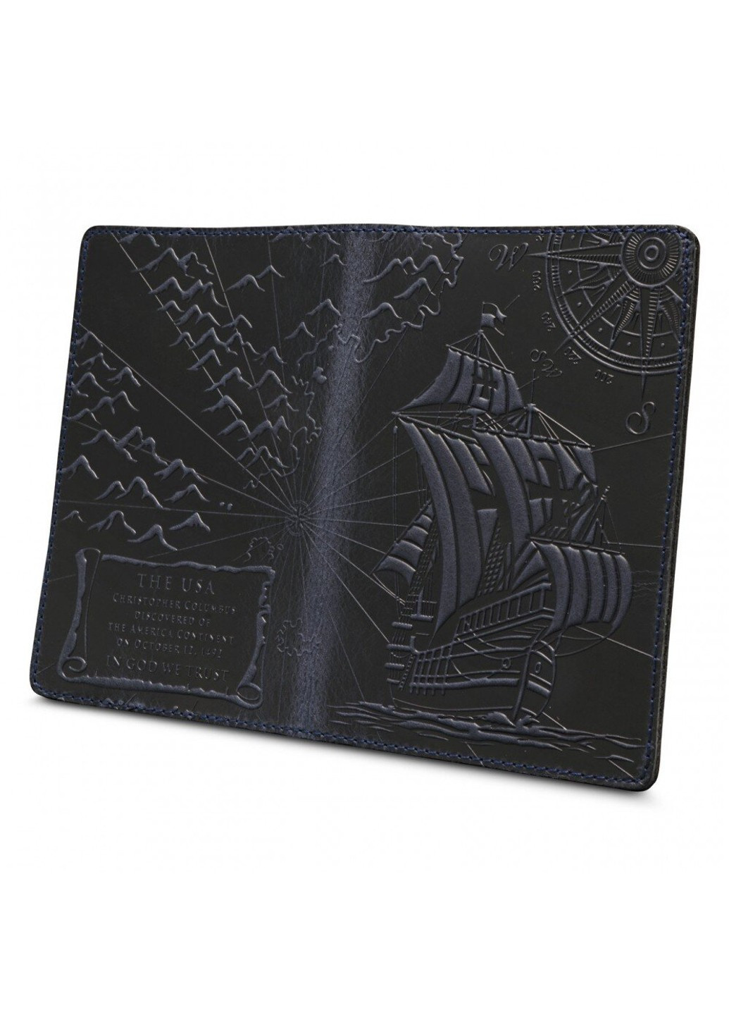 Шкіряна обкладинка на паспорт HiArt PC-01 Discoveries чорна Чорний Hi Art (268371507)